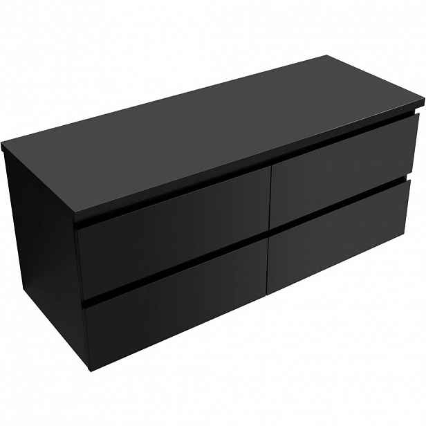 Koupelnová skříňka Carole - černá matná + deska pod umyvadlo Navira Pro - 36 mm - 160x51,6x46 cm