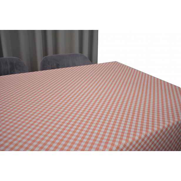 Ubrus Odolný Proti Skvrnám 140 X 280 CM, Bílo Oranžová Mřížka, Zahrada, Léto