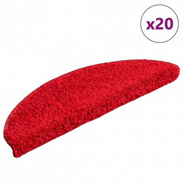 vidaXL Schodové rohože 20 ks 56 x 17 x 3 cm červené, půlkulaté