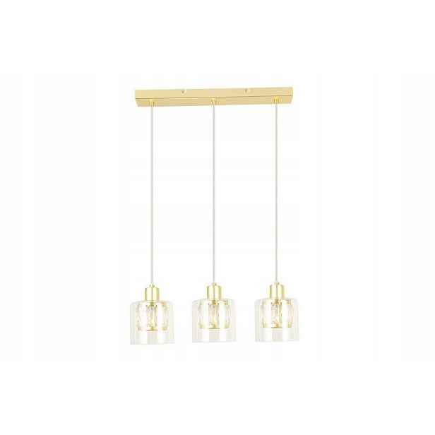 Závěsné svítidlo glamour trojité zlaté skleněné stínidla lišta 47 cm Reality