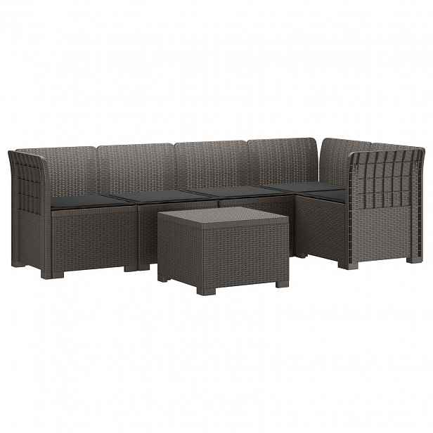 vidaXL 5-místné Zahradní Sofa s Polštáři ve Vzhledu Ratan PP