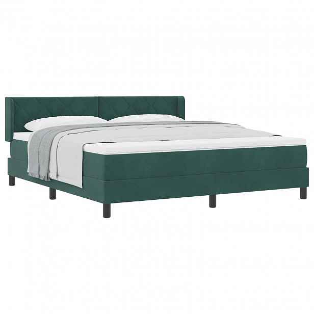vidaXL Postel s boxspringem s čelo Tmavě zelená 200 x 180 cm samet
