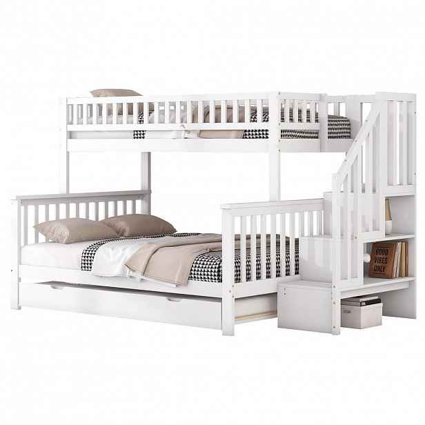 CHICFURN PATROVÁ POSTEL 90/200 cm & 140/200 cm v bílé barvě s výsuvným lůžkem