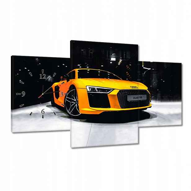 Hodiny 100x60 Žluté Audi R8
