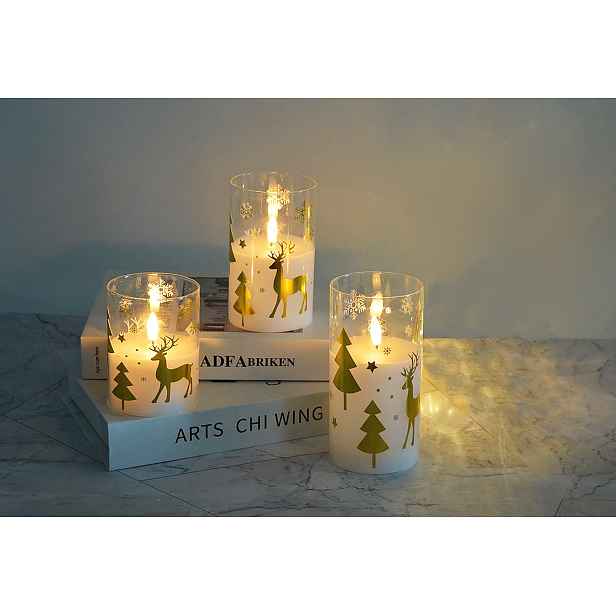 Mondex Vánoční LED svíčka Nikolao II 7,5x15 cm bílá