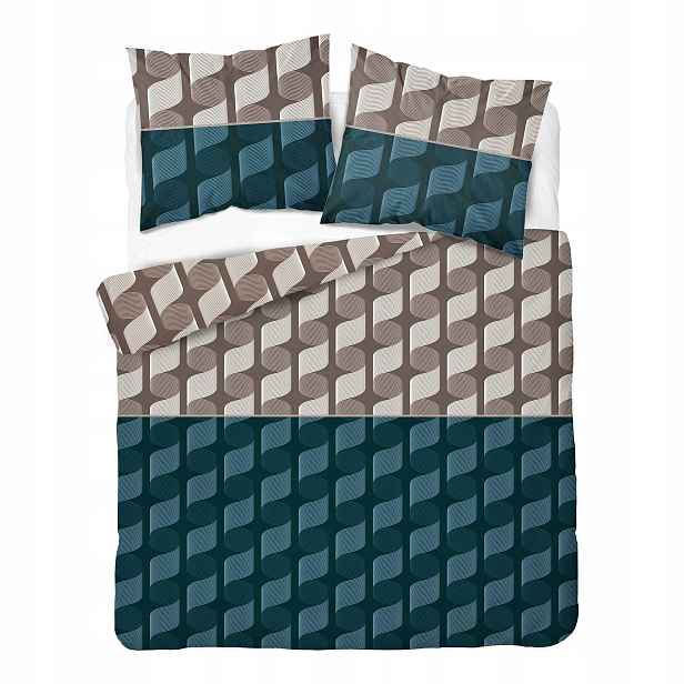 Povlečení 220x200 hnědá tyrkysová s geometrickým propletením