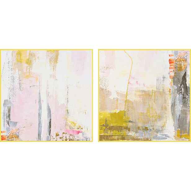 Tištěné/s ručně malovanými prvky obrazy v sadě 2 ks s rámem/na plátně 41,5x41,5 cm New Age Yellow – Malerifabrikken