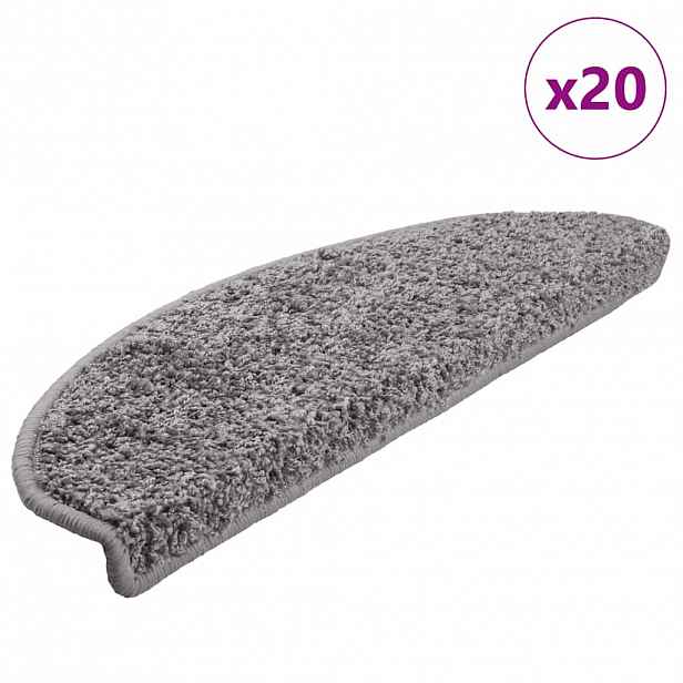 vidaXL Schodové rohože 20 ks 65 x 21 x 4 cm šedé, půlkulaté, velké