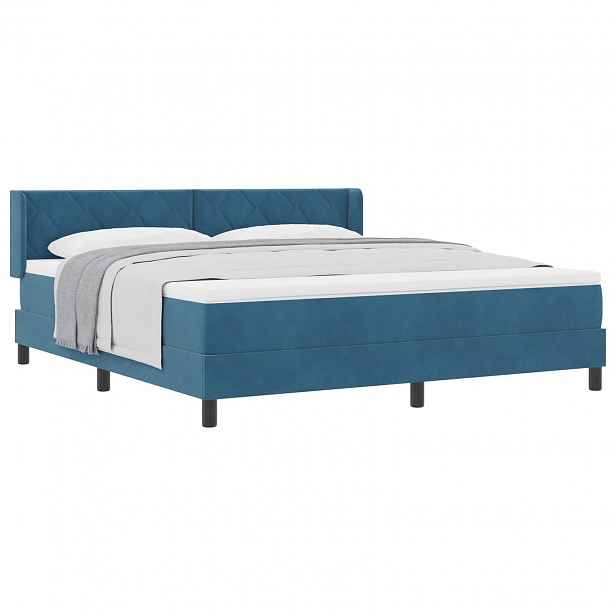 vidaXL Postel s boxspringem s čelo Tmavě modrá 200 x 180 cm samet