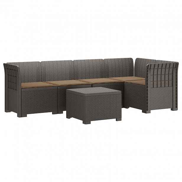 vidaXL 5-místné Zahradní Sofa s Polštáři ve Vzhledu Ratan PP