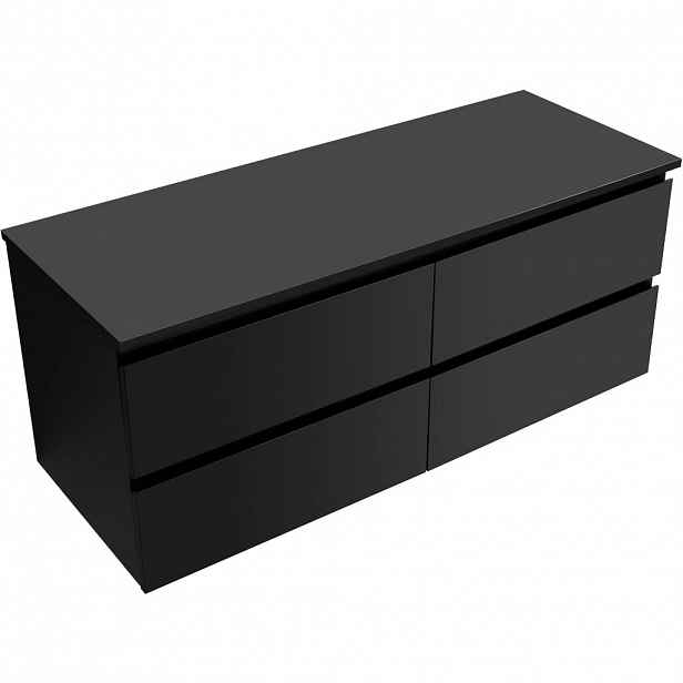 Koupelnová skříňka Carole - černá matná + deska pod umyvadlo Navira Slim - 18 mm - 120x49,8x46 cm