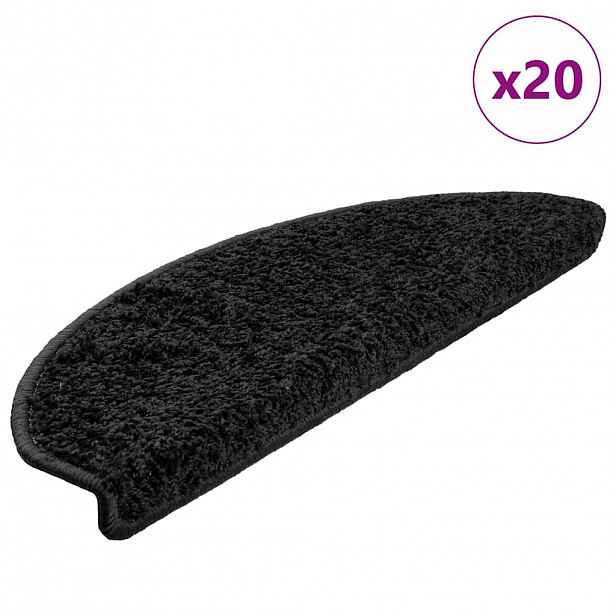 vidaXL Schodové rohože 20 ks 65 x 21 x 4 cm černé, půlkulaté, velké