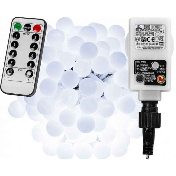 VOLTRONIC® Párty LED osvětlení 20 m - studená bílá 200 diod + ovladač