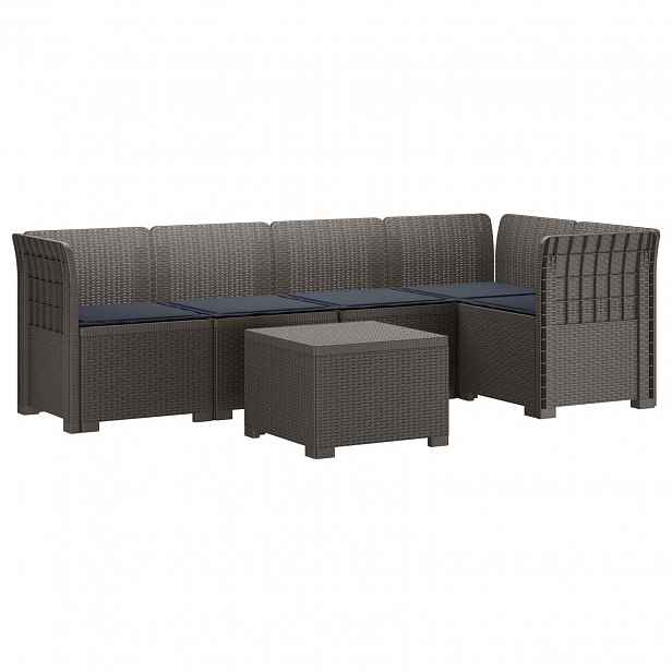vidaXL 5-místné Zahradní Sofa s Polštáři ve Vzhledu Ratan PP