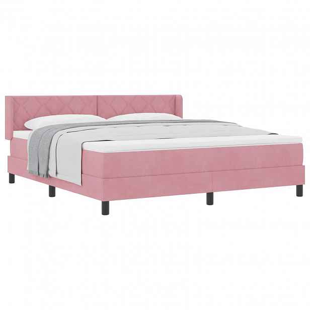 vidaXL Postel s boxspringem s čelo Růžová 200 x 180 cm samet