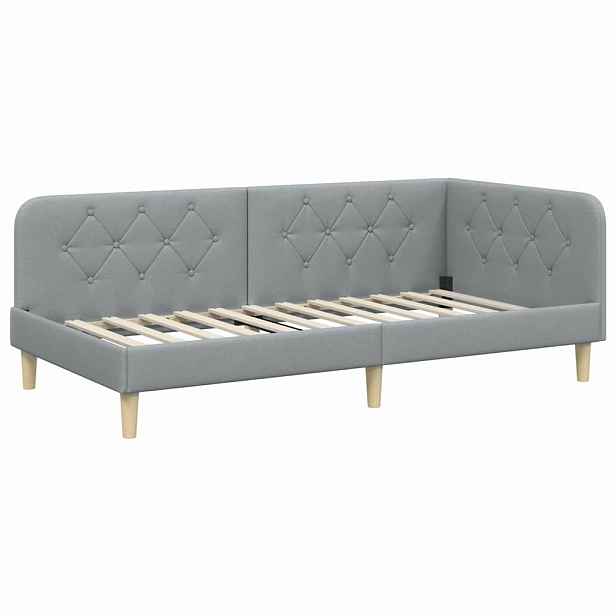 vidaXL Rohový rám postele Světle šedá 100 x 200 cm textil