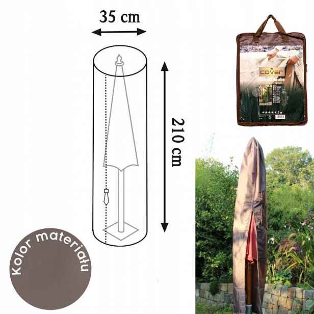Obal na zahradní slunečník Ø 35 x 210 cm šedohnědý taupe