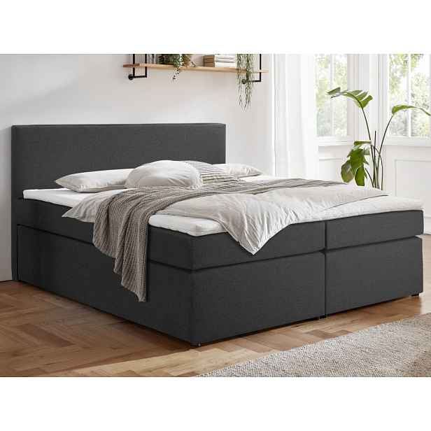 Postel boxspring Aston 180x200 cm, antracitově šedá látka