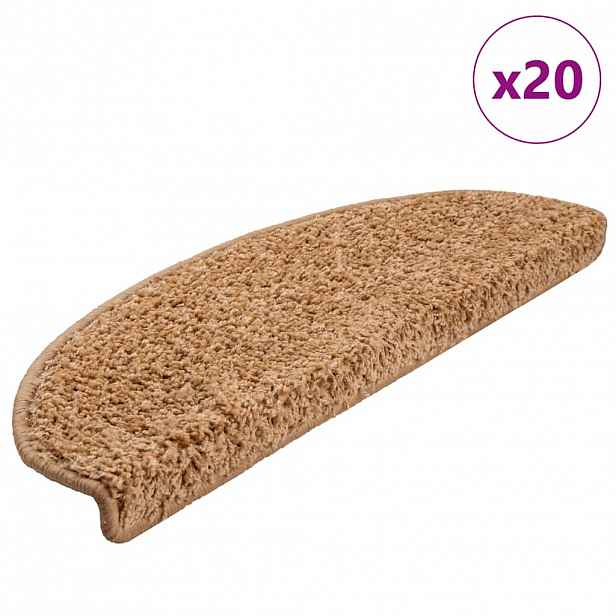 vidaXL Schodové rohože 20 ks 65 x 21 x 4 cm béžové, půlkulaté, velké