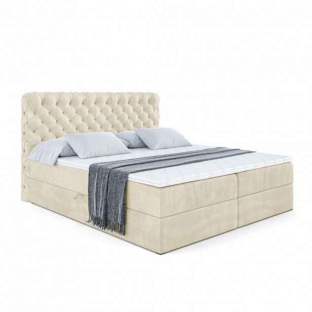 ALTDECOR AMERICKÁ postel s matrací H3 a roštem – BOXI8 – 180x200 cm, béžová