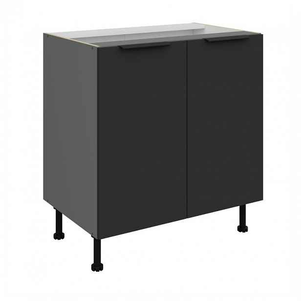 Dolní dvoudveřová skříňka LUNARA - šířka 80 cm, černá / antracit