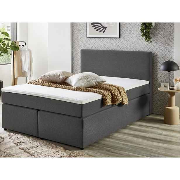 Postel boxspring Aston 120x200 cm, středně šedá látka