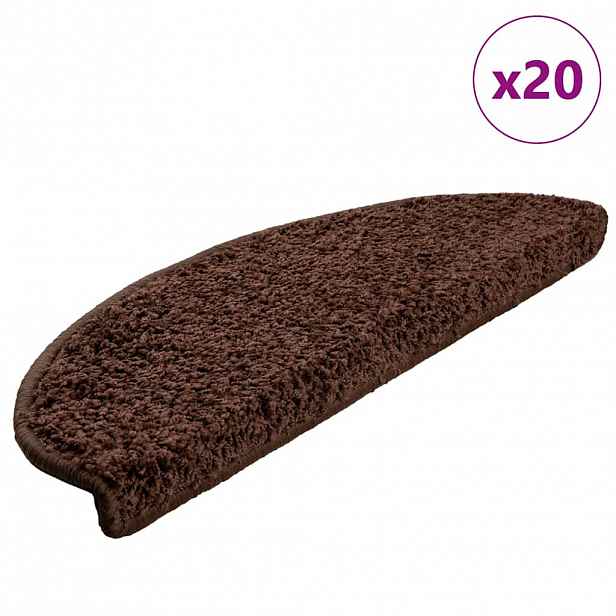 vidaXL Samolepicí schodové rohože 20 ks 65 x 21 x 4 cm Non-Slip Hnědá