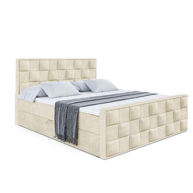 ALTDECOR KONTINENTÁLNÍ POSTEL s matrací H3 - ZAFIRA - 200x200 cm Béžová
