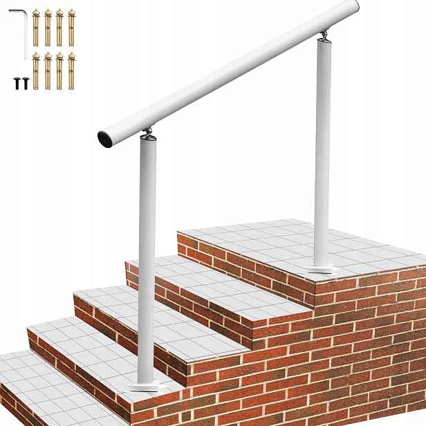 Schodišťové zábradlí bílé 120 cm, kovové, bezpečné pro venkovní zahradu