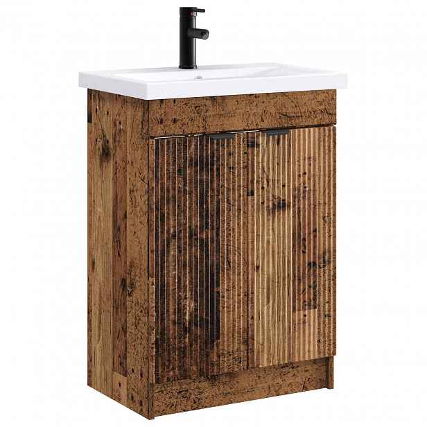vidaXL Sada koupelnového nábytku Staré dřevo 56 x 37,5 x 81 cm