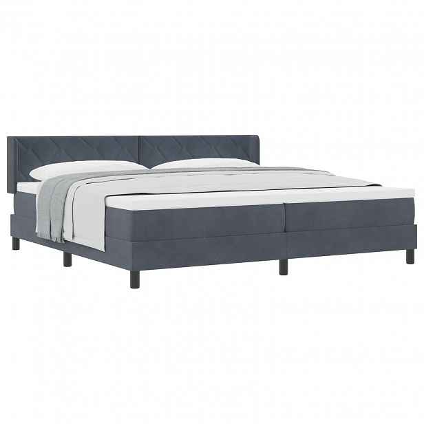 vidaXL Postel s boxspringem s čelo Tmavě šedá 200 x 200 cm samet