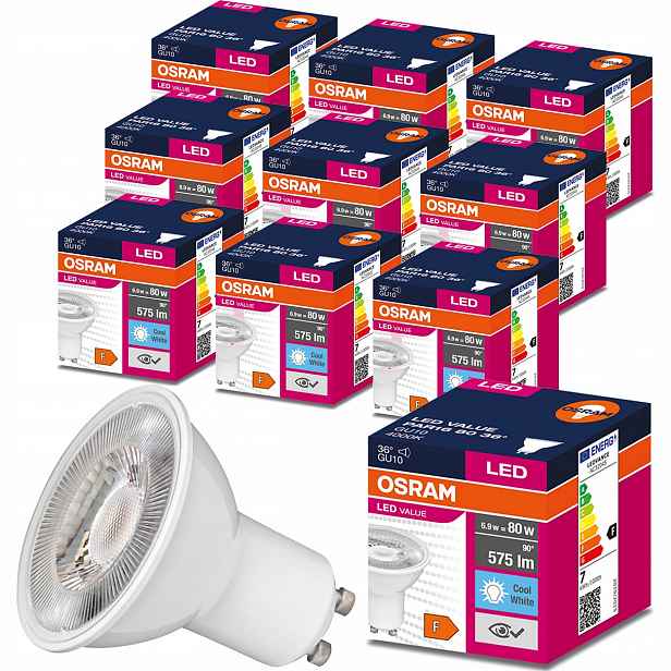 10x Led žárovka GU10 6,5W 80W 575lm 4000K Osram