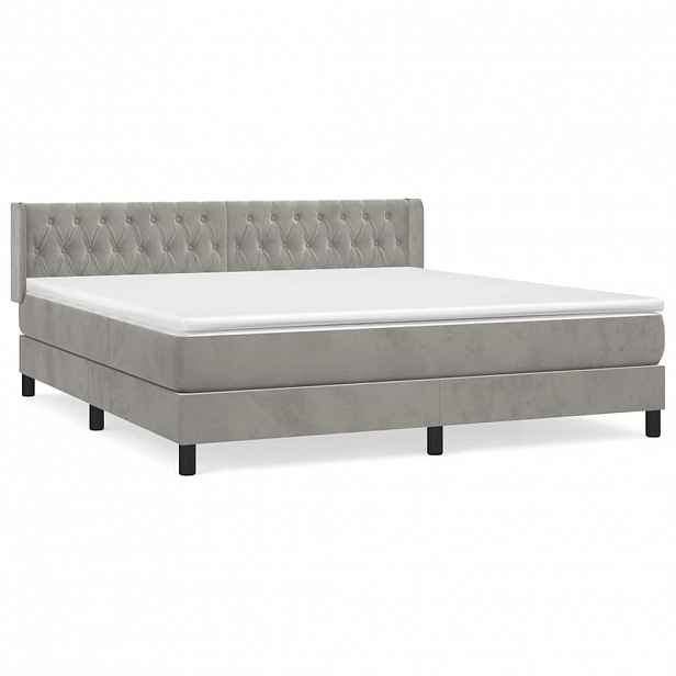 vidaXL Box spring postel s matrací světle šedá 160x200 cm samet
