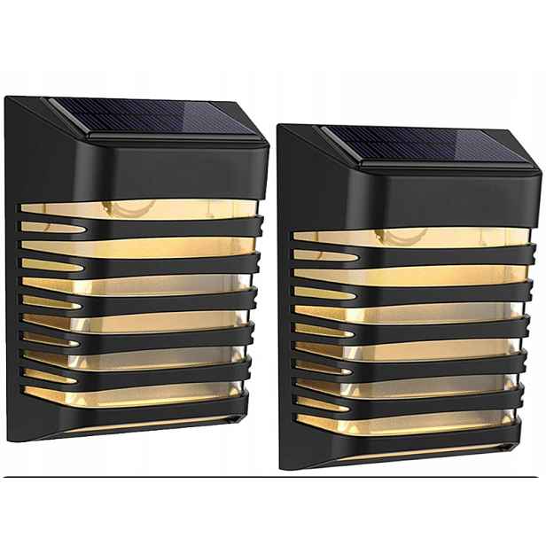 2x Solární Led Lampa Černá Venkovní Do Zahrady Soumrakový Senzor
