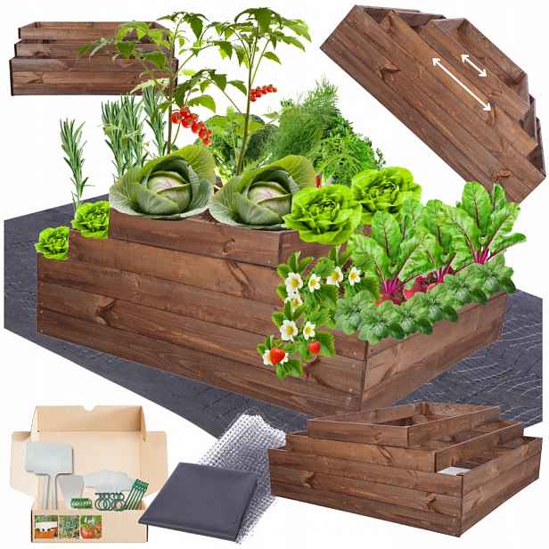 Nastavitelný vyvýšený záhon s kaskádovou pařeniště impregnací 45x120x100