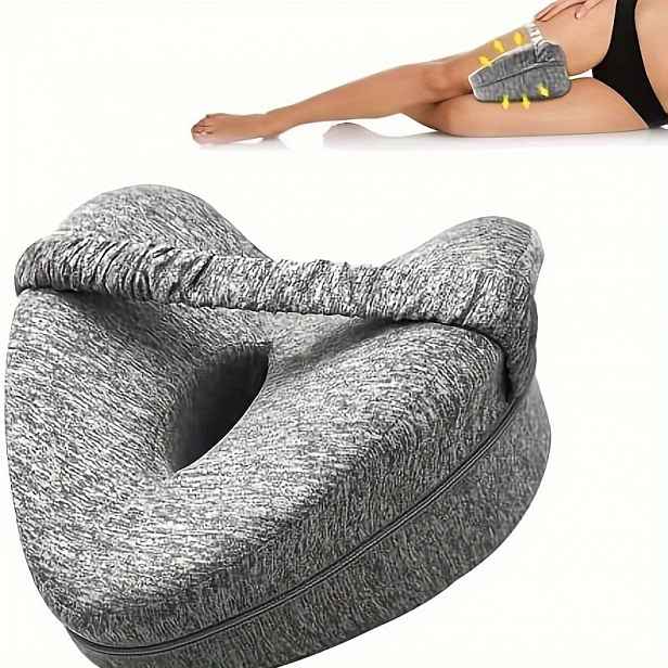 TEMU Ergonomický polštář na spaní s opěrkou a nohou s protiskluzovou elastickou gumou, světle béžová prodyšná látka, nastavitelný - doplňky do