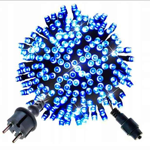 Vánoční Osvětlení Na Stromeček 500 Led Venkovní Modré Flash Silný Kabel