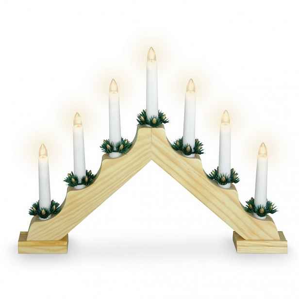 Vánoční svícen Candle Bridge hnědá, 7 LED