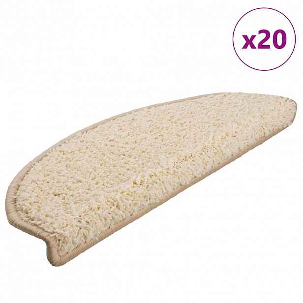 vidaXL Schodové rohože 20 ks 65 x 21 x 4 cm krémové, půlkulaté, velké