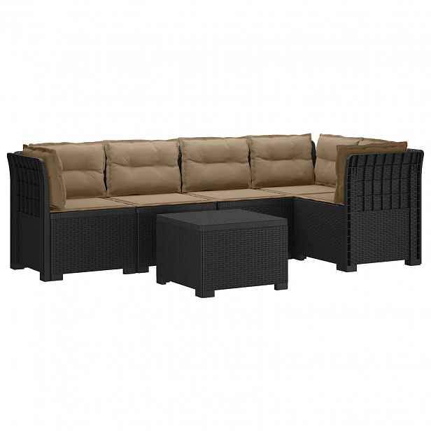 vidaXL 5-místné Zahradní Sofa s Polštáři ve Vzhledu Ratan PP