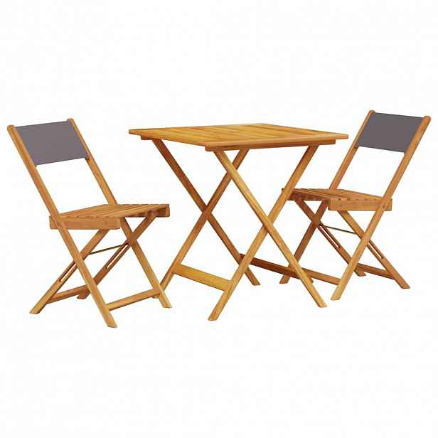 vidaXL 3dílný bistro set antracitový textil a masivní dřevo