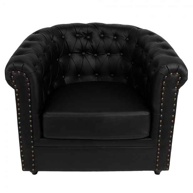 Černé křeslo ve stylu Chesterfield - 80*75*72 cm Clayre & Eef