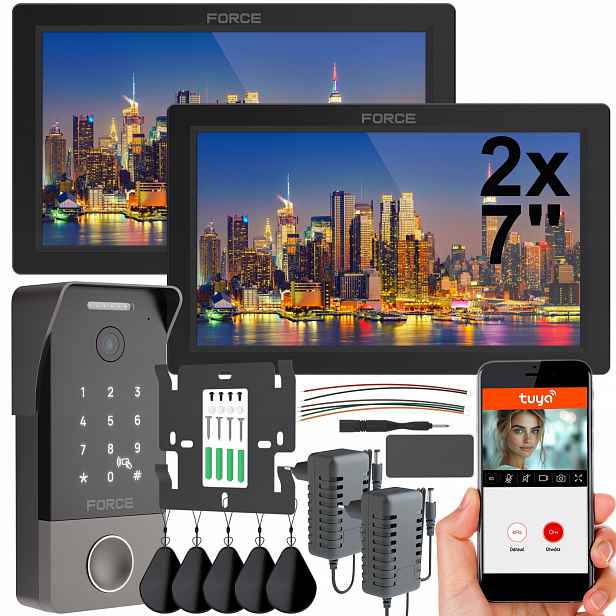 Videodomofon Force Zen Pro Duo 2x Monitor 7" Černý Full Hd WiFi Tuya