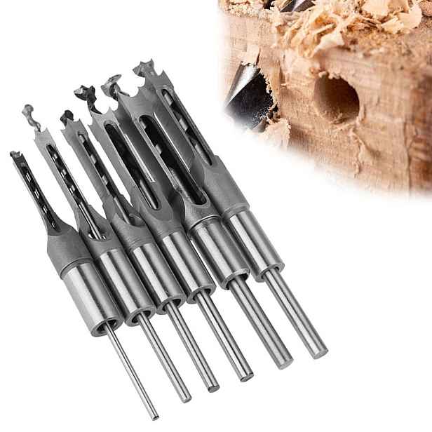 Vrtáky pro čtvercové otvory Dřevo Mdf Sada 6 ks 6.4-16 mm Ocel Hss