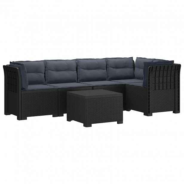 vidaXL 5-místné Zahradní Sofa s Polštáři ve Vzhledu Ratan PP