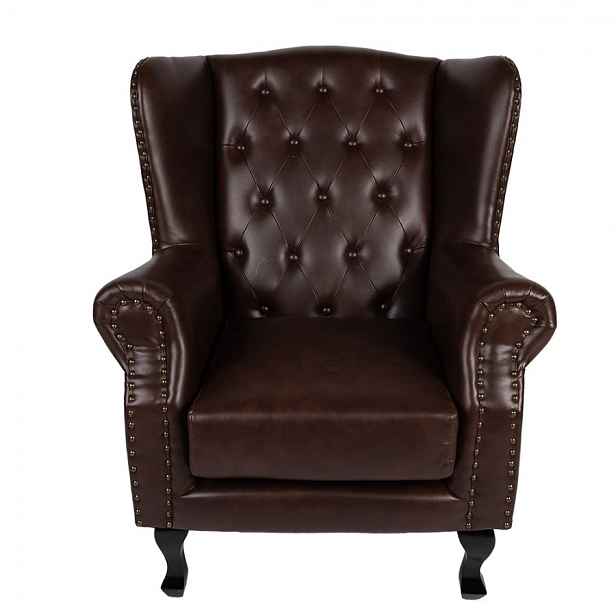 Hnědé křeslo ve stylu Chesterfield - 82*74*102 cm Clayre & Eef
