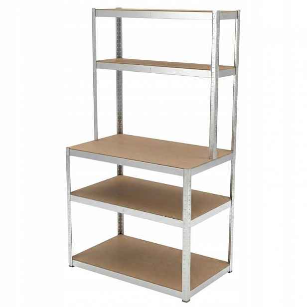 Kovový vkládací regál s pracovní deskou, 5 polic 180×100×60×30 875 kg pozink