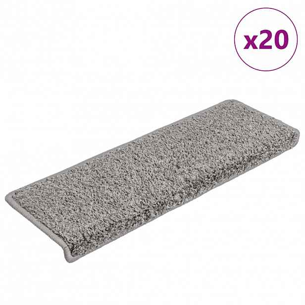vidaXL Schodové rohože 20 ks 65 x 21 x 4 cm šedé s obdélníkovým okrajem
