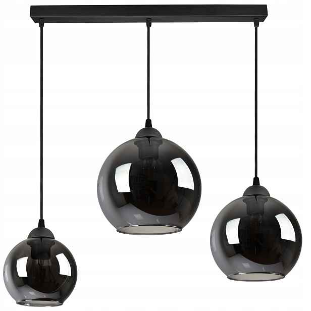 Lampa Lustr Tři různé skleněné koule Grafit E27