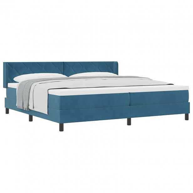 vidaXL Postel s boxspringem s čelo Tmavě modrá 200 x 200 cm samet
